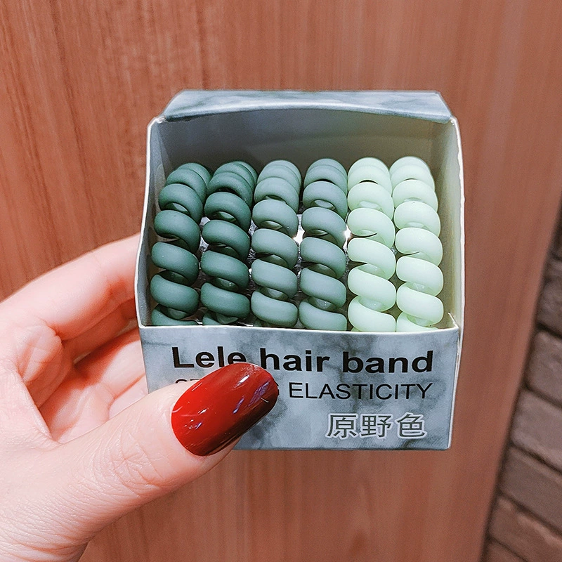 6 simple and durable matte telephone wire hair bands, high-elasticity rubber bands, women's hair ties, ponytail hair ties, and elegant hair accessories Item Picture