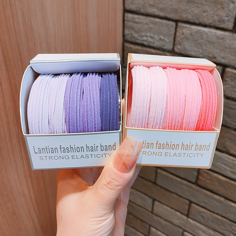 2022 High-elasticity 5-piece box-packed seamless hair band, high ponytail band, durable hair tie for girls, no damage to hair, hair tie detail image 3