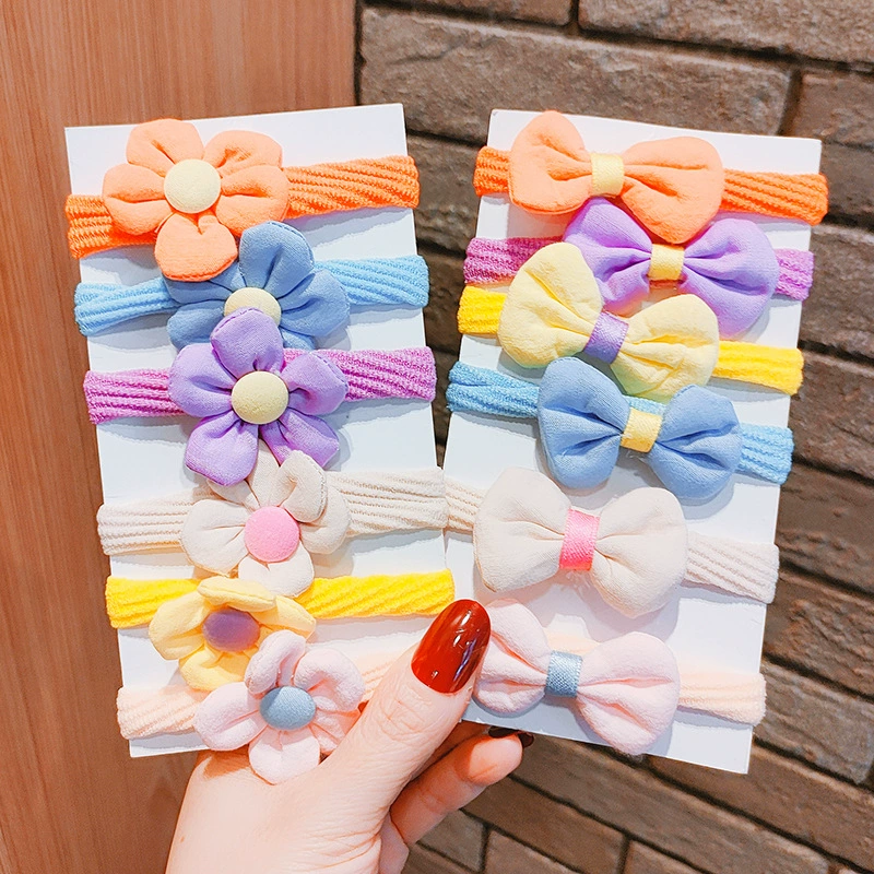 Children's fabric flower bow, elastic elastic hair band, girls' hair tie, towel band, hair accessory detail image 6