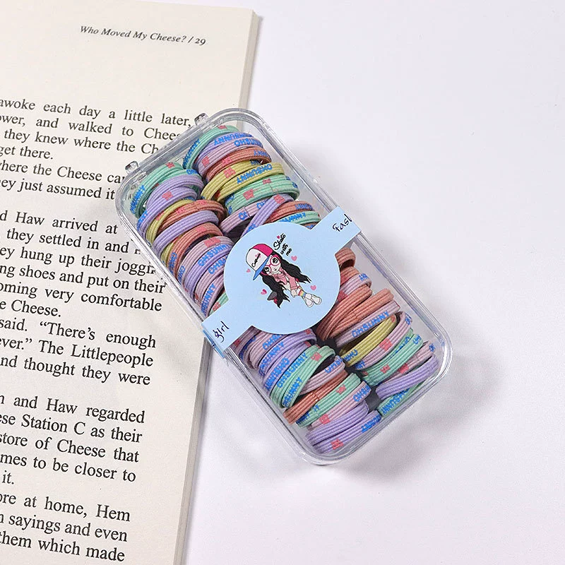 60 pieces per box of children's rubber bands, no hair damage, good elasticity, candy-colored wide-edge printed small hair ties, girls can tie ponytails detail image 6