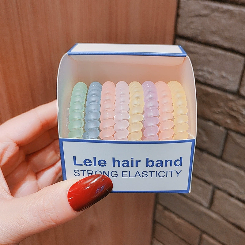 6 simple and durable matte telephone wire hair bands, high-elasticity rubber bands, women's hair ties, ponytail hair ties, and elegant hair accessories detail image 2