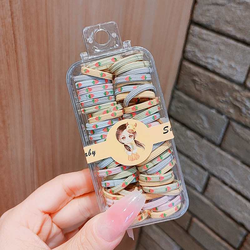 60 pieces per box of children's rubber bands, no hair damage, good elasticity, candy-colored wide-edge printed small hair ties, girls can tie ponytails detail image 7