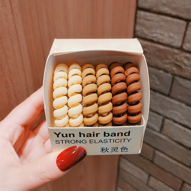 6 simple and durable matte telephone wire hair bands, high-elasticity rubber bands, women's hair ties, ponytail hair ties, and elegant hair accessories Application Scenario