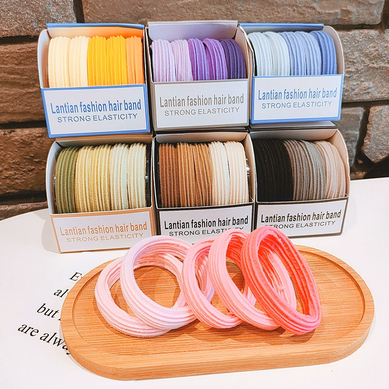 2022 High-elasticity 5-piece box-packed seamless hair band, high ponytail band, durable hair tie for girls, no damage to hair, hair tie detail image 6
