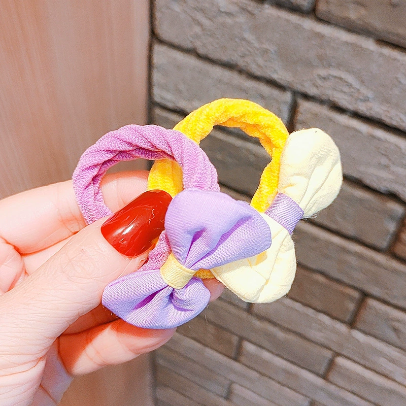 Children's fabric flower bow, elastic elastic hair band, girls' hair tie, towel band, hair accessory detail image 4