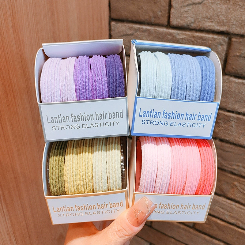 2022 High-elasticity 5-piece box-packed seamless hair band, high ponytail band, durable hair tie for girls, no damage to hair, hair tie detail image 2