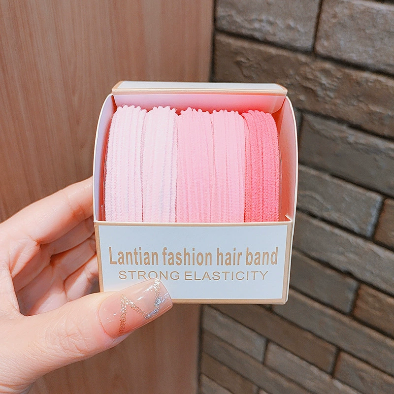 2022 High-elasticity 5-piece box-packed seamless hair band, high ponytail band, durable hair tie for girls, no damage to hair, hair tie detail image 9