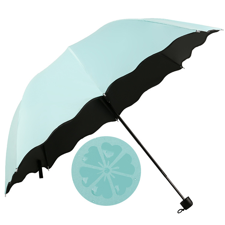 Wholesale black rubber umbrellas from the manufacturer, sunshade, sun protection and UV protection umbrellas, fresh and clean black rubber umbrellas, double-sided printed folding three-fold umbrellas, eight-bone customizable LOGO gift umbrellas, printed advertising umbrellas, advertising umbrella wholesale details Picture