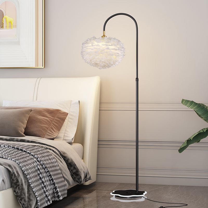 Feathered hanging fish floor lamp