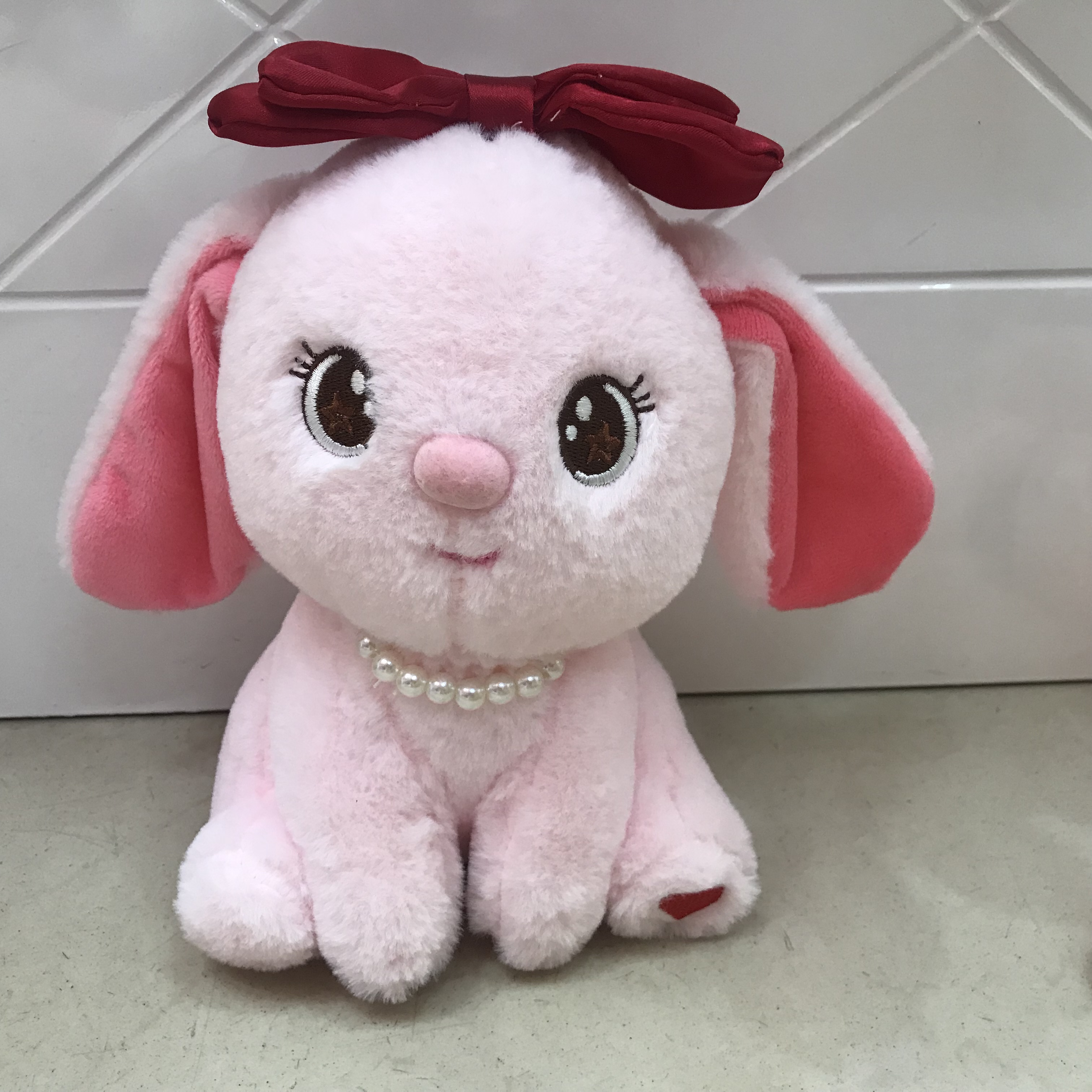 20cm 珍珠兔子 粉色 毛绒玩具公仔玩偶