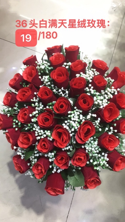 36头白满天星绒玫瑰仿真插花工艺摆件仿真花颜色多品种齐全规格大小都有可以来样定做