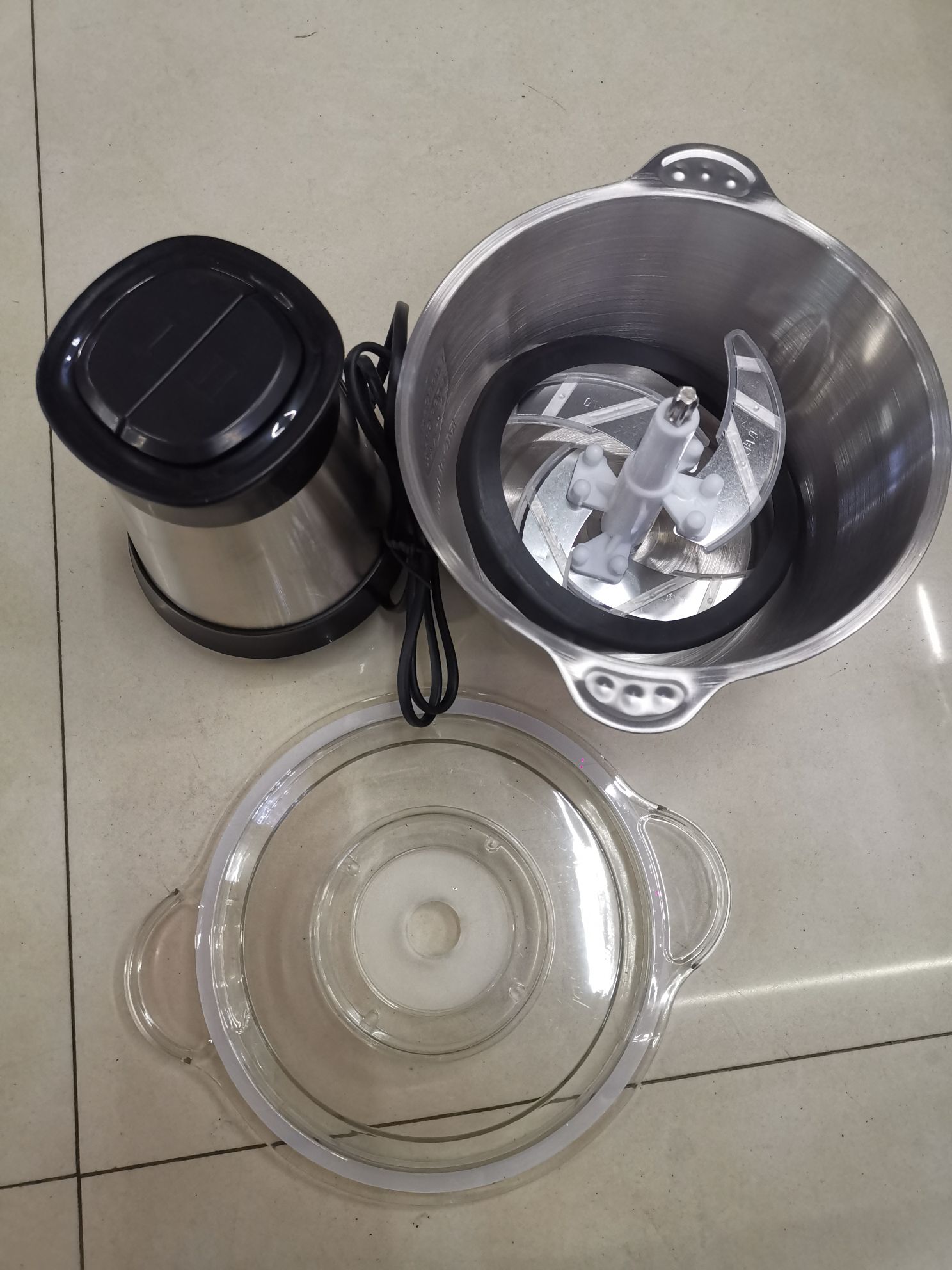 Stainless steel 2L meat grinder, household multi-functional electric small fully automatic cooking, filling and vegetable crushing mixer Item Picture