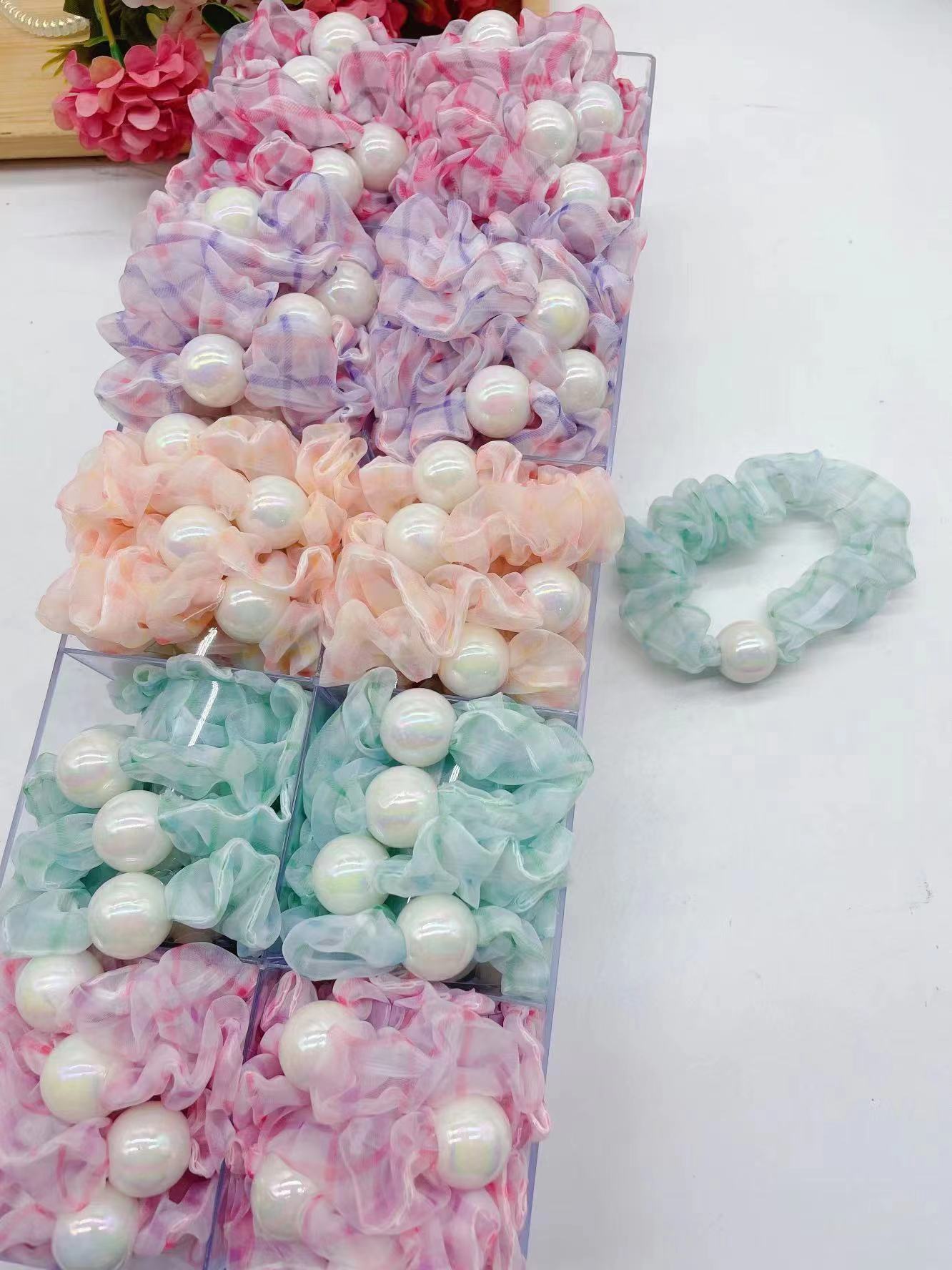 Pearl Ring 2 Cross-border Bestseller: 60-color solid color, bright color, Ding Pig large Intestine ring, hair ring, elastic hair ring, direct supply from manufacturer
