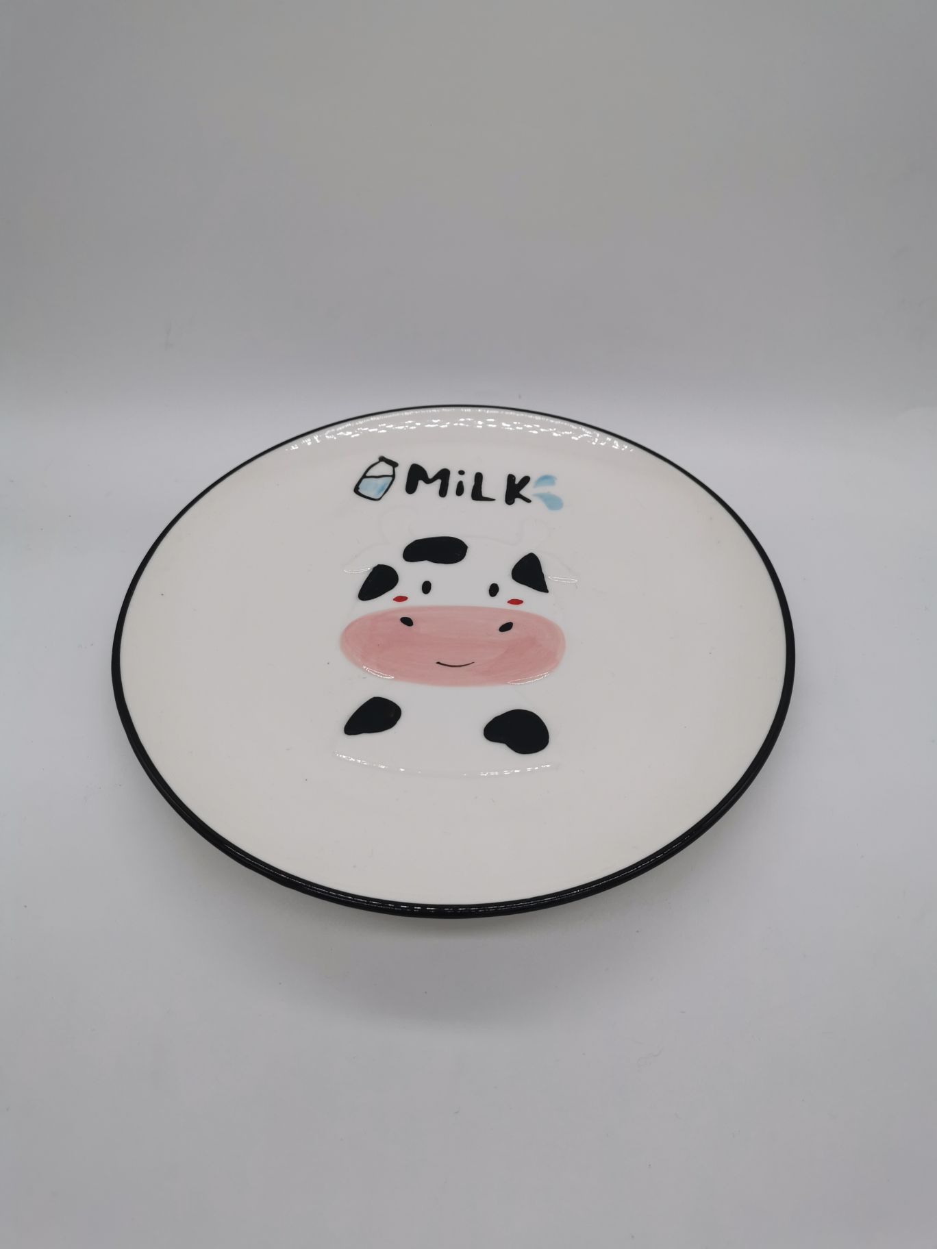 陶瓷手彩卡通奶牛浅盘