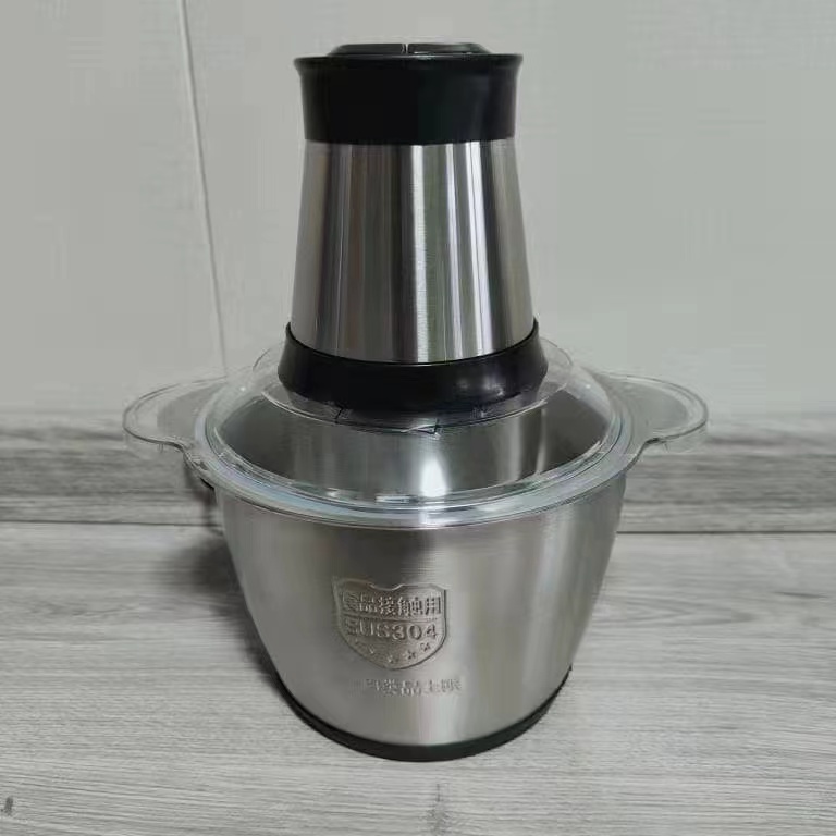 Stainless steel 2L meat grinder, household multi-functional electric small fully automatic cooking, filling and vegetable crushing mixer