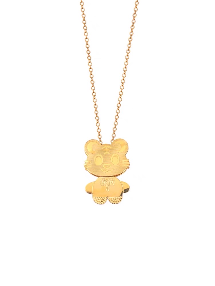 Little Tiger Necklace 2022 New Women's summer collarbone chain, popular and niche pendant, 18k gold titanium steel, no color fading Application Scenario