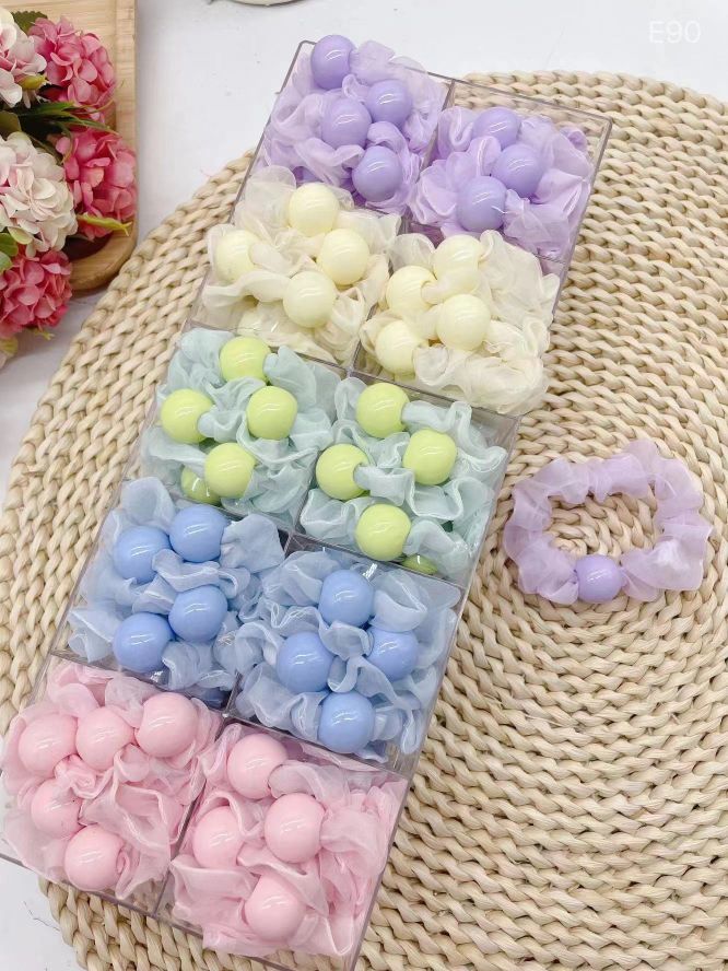 Pearl Ring 7 Cross-border Hot Sale 60-color solid color bright color Ding Pig large Intestine Ring Hair ring Elastic Hair ring factory direct supply