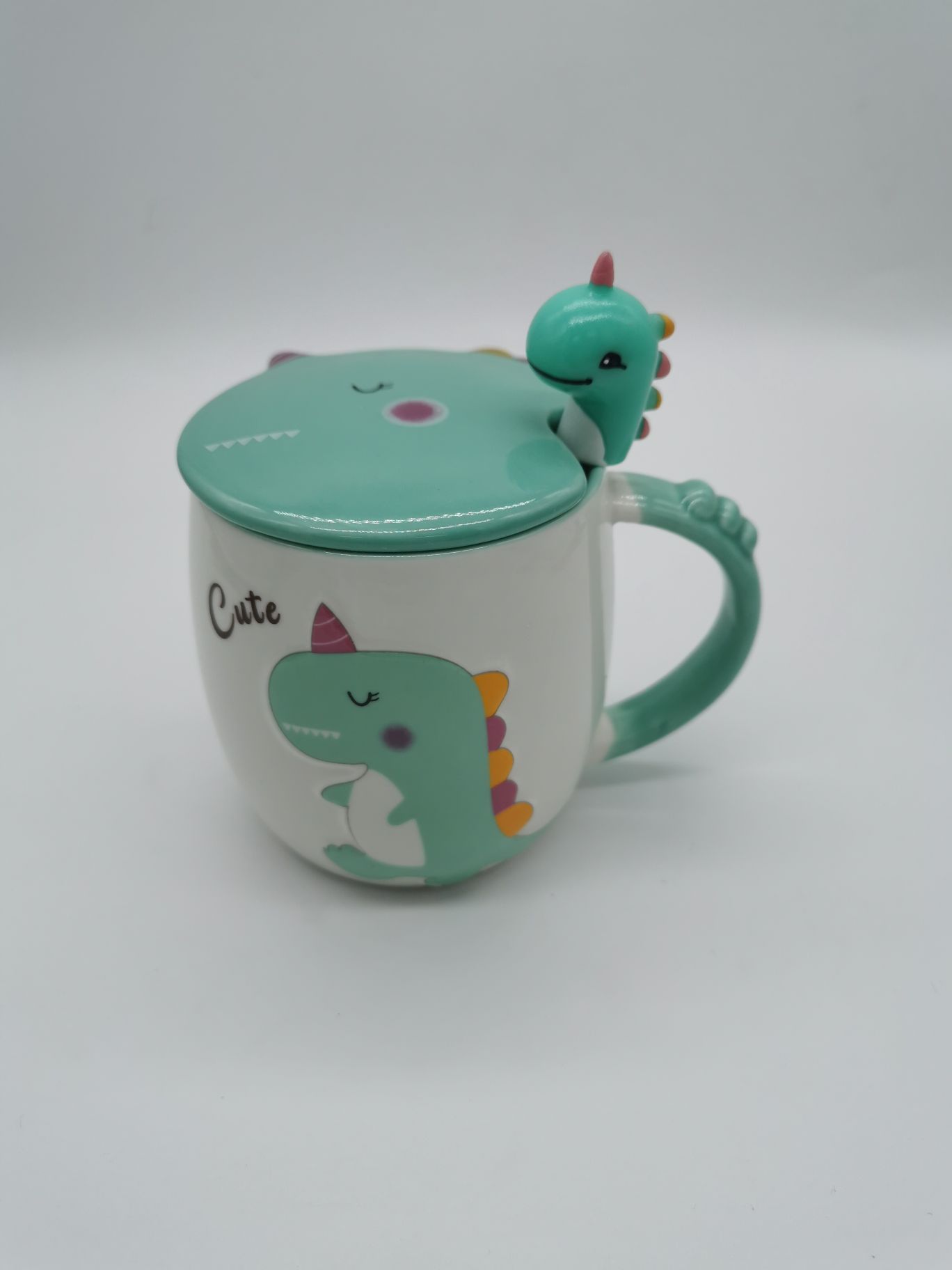绿色卡通恐龙陶瓷杯