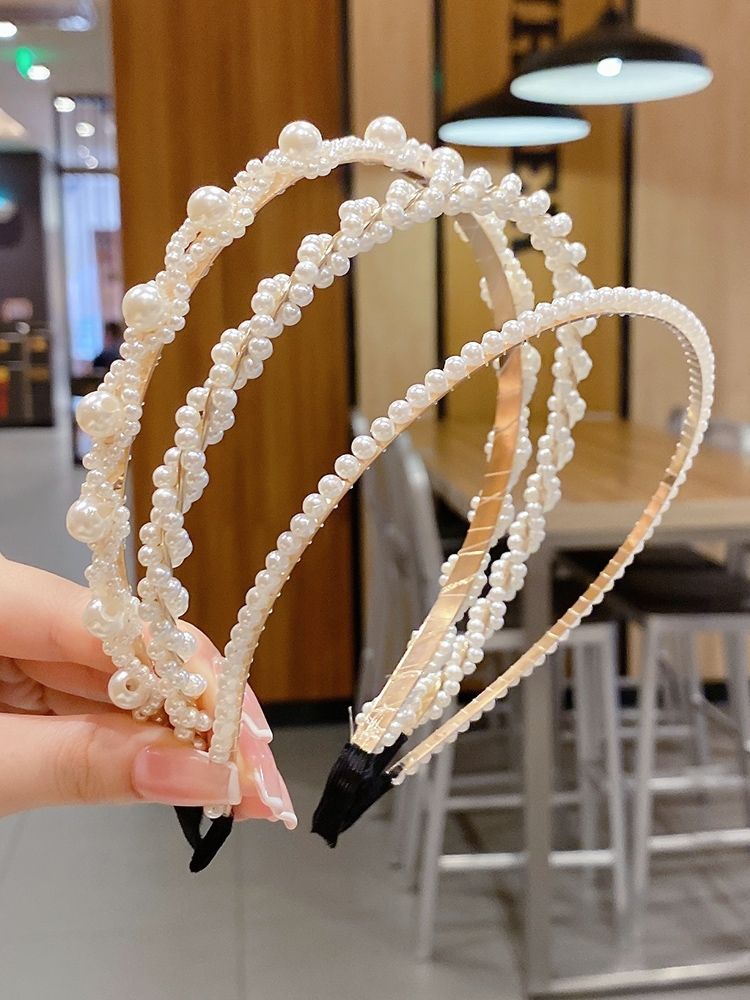 Aro de pelo perla aro de cabeza vintage simple mujer influencers coreanos temperamento hada accesorios de pelo details Picture