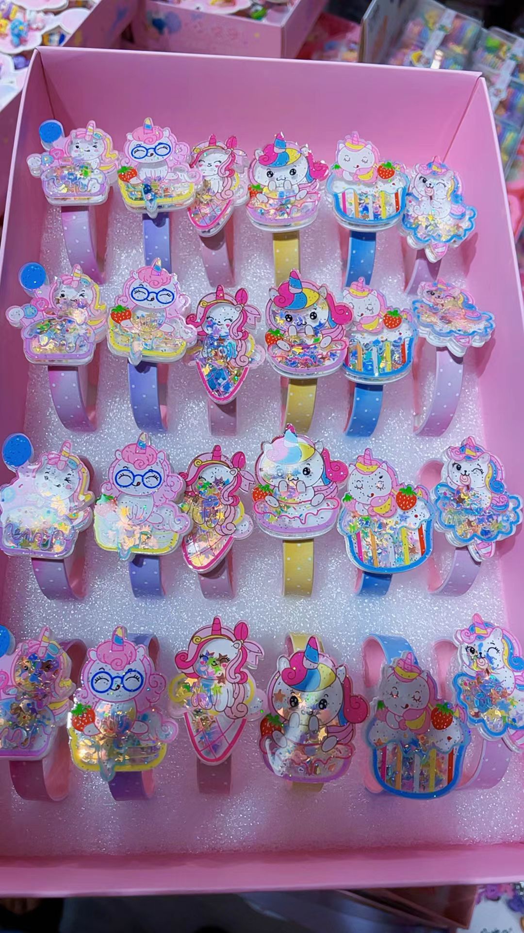 手镯小女孩镯子日韩亚克力塑料饰品可爱公主卡通儿童开口流沙手环 详情图3