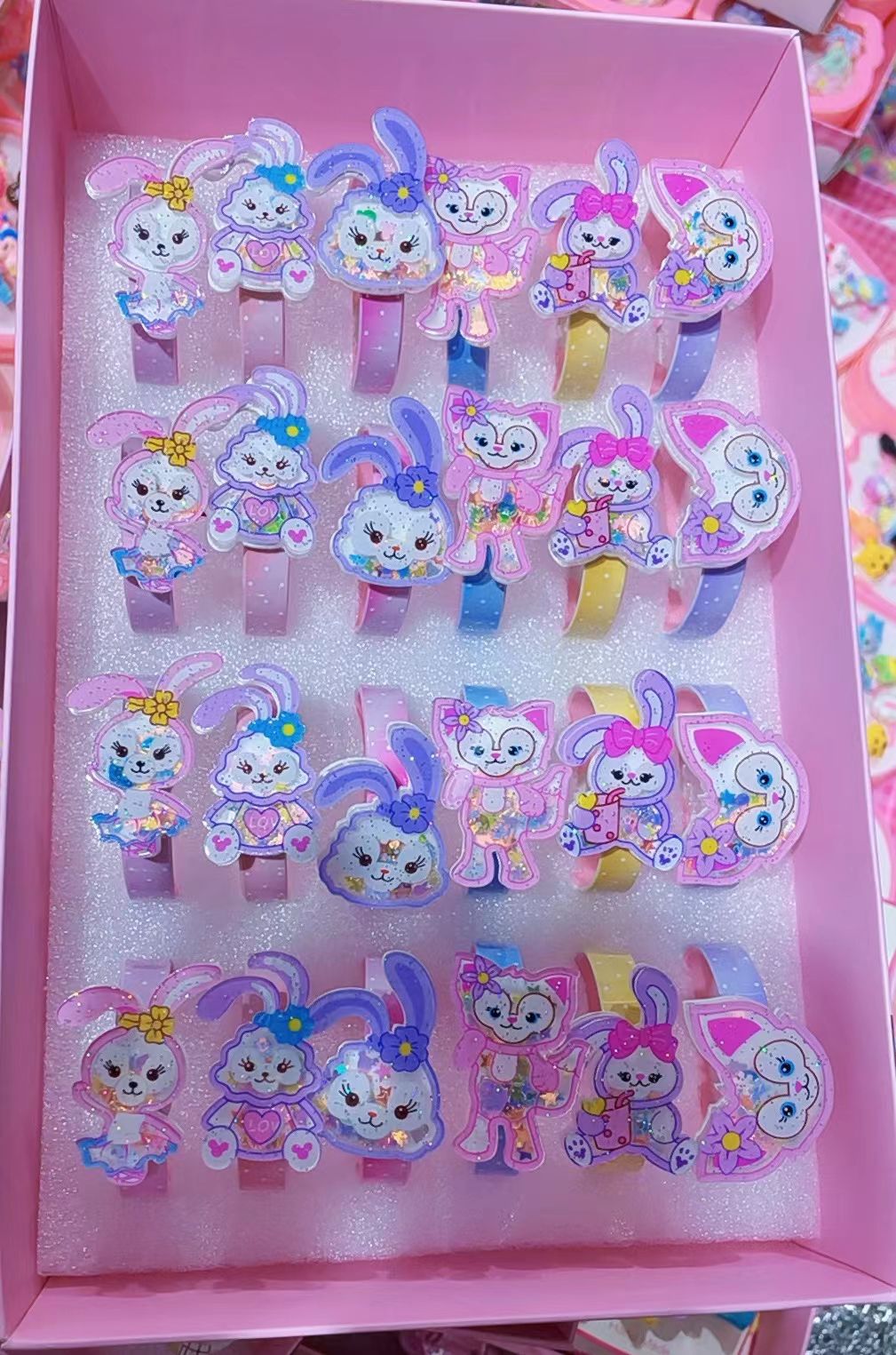 手镯小女孩镯子日韩亚克力塑料饰品可爱公主卡通儿童开口流沙手环 详情图6