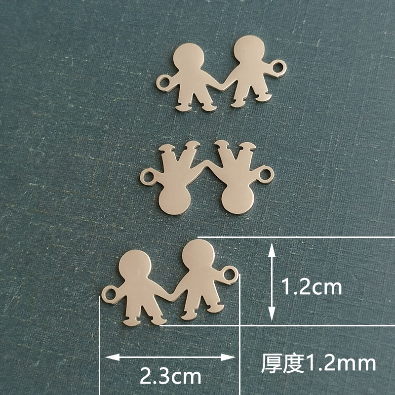 Cross-border new fashion boy pendant, titanium steel, stainless steel, gold-plated accessory, ins small figurine bracelet for girls detail image 2