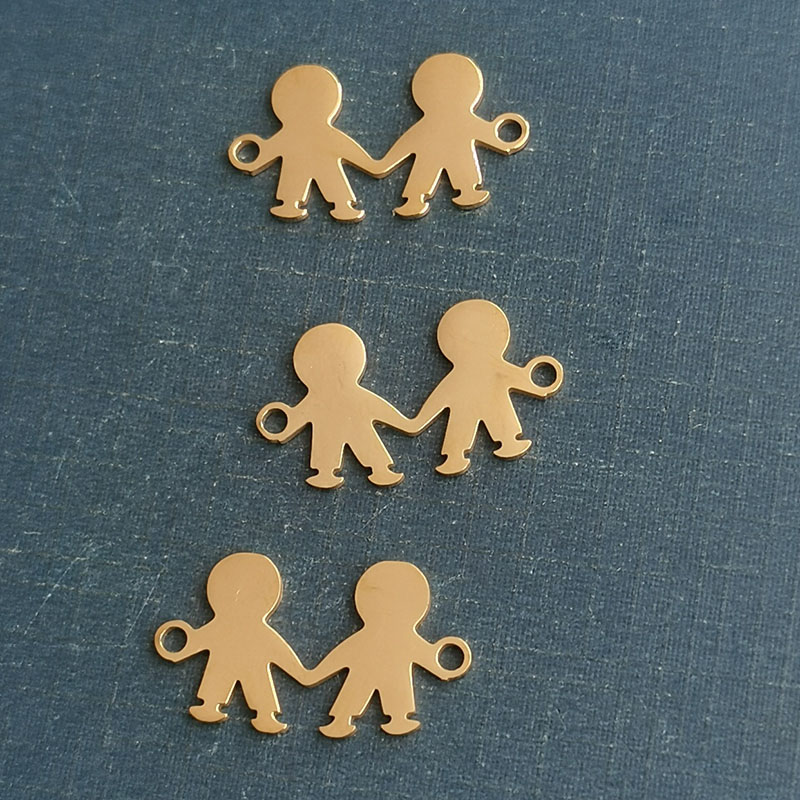 Cross-border new fashion boy pendant, titanium steel, stainless steel, gold-plated accessory, ins small figurine bracelet for girls details Picture