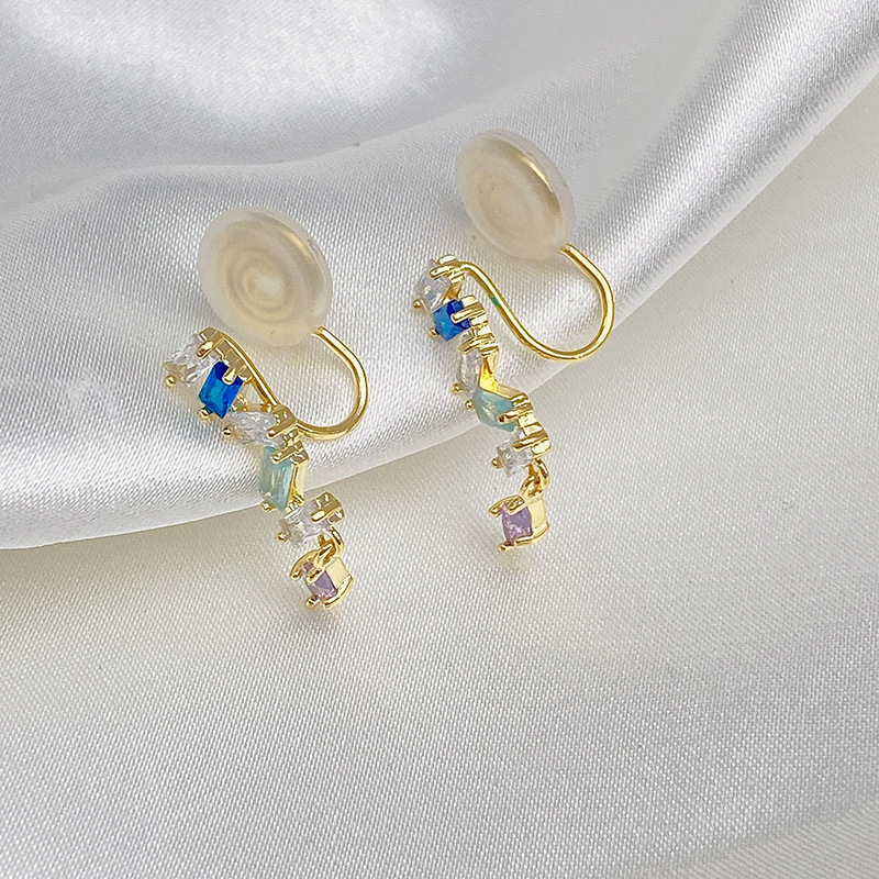 Colorful and simple small pendant mosquito repellent coil ear clips, cute and niche design sense, no ear hole earrings, painless earrings detail image 4