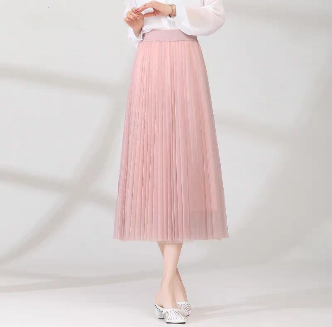 Tianhao Clothing pleated skirt, tulle skirt, mid-length tulle skirt for women in summer, with a slimming drape, super ethereal tulle skirt, high-waisted long skirt Specification image