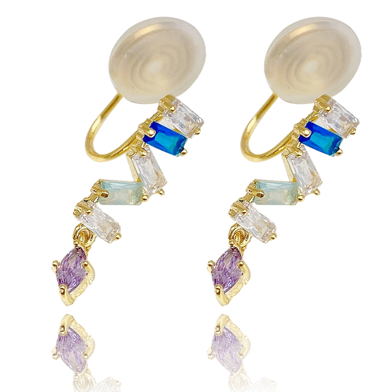 Colorful and simple small pendant mosquito repellent coil ear clips, cute and niche design sense, no ear hole earrings, painless earrings Item Picture