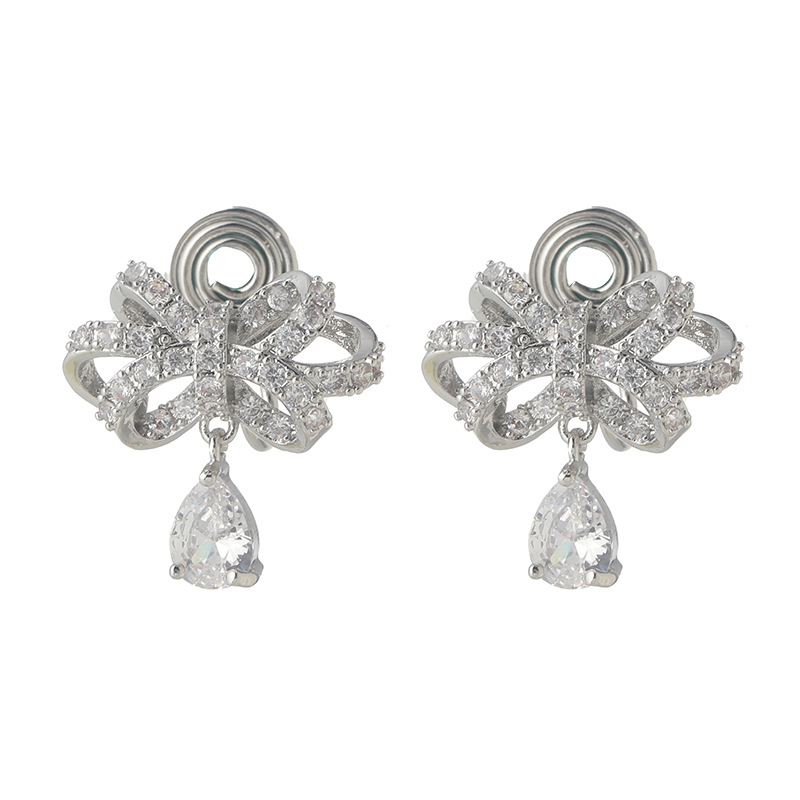 Light luxury zircon butterfly tassel earrings, stud earrings, ethereal wedding accessories, no ear holes, mosquito repellent incense plate, ear clips Item Picture