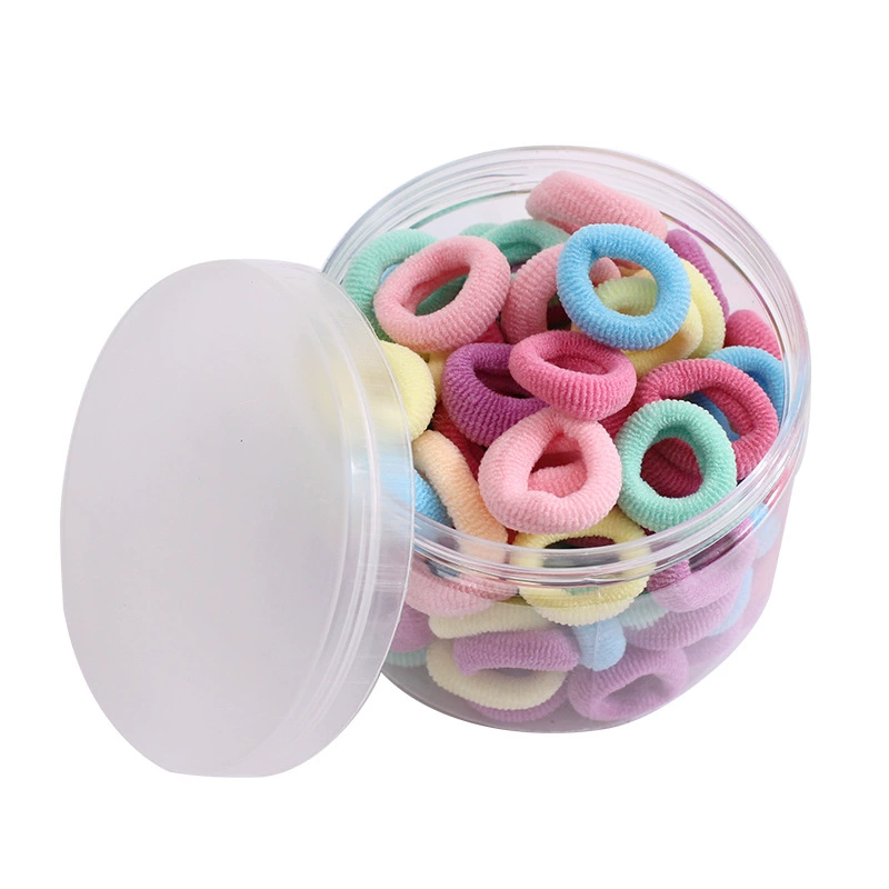 100 pieces per can: High-elasticity candy-colored small seamless hair bands, black hair ties, children's accessories, towel bands, no seams detail image 8