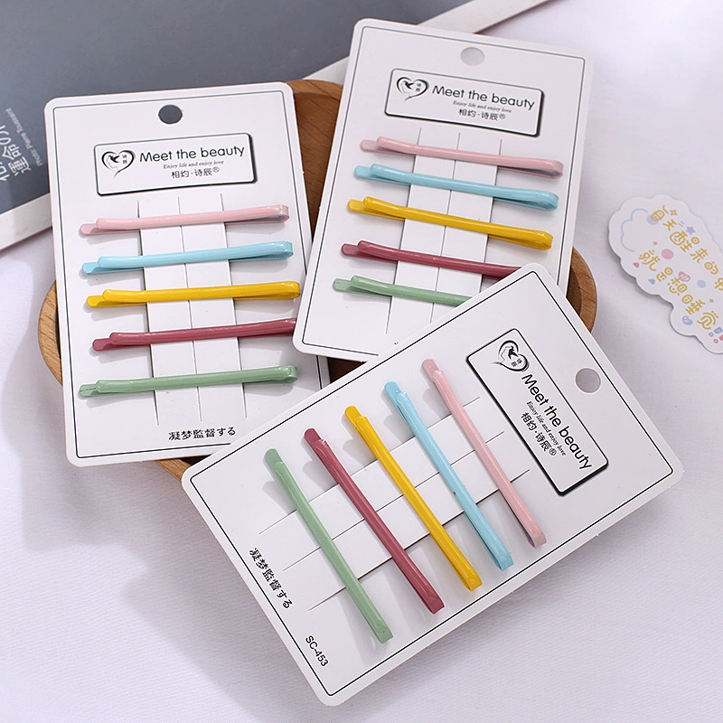 Korean Instagram minimalist bb clips, top clips, side clips, one-line bangs clips, headwear, hair clips, and colorful girl hair clips at the back of the head detail image 2