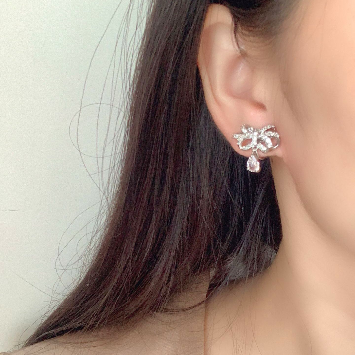 Light luxury zircon butterfly tassel earrings, stud earrings, ethereal wedding accessories, no ear holes, mosquito repellent incense plate, ear clips detail image 4