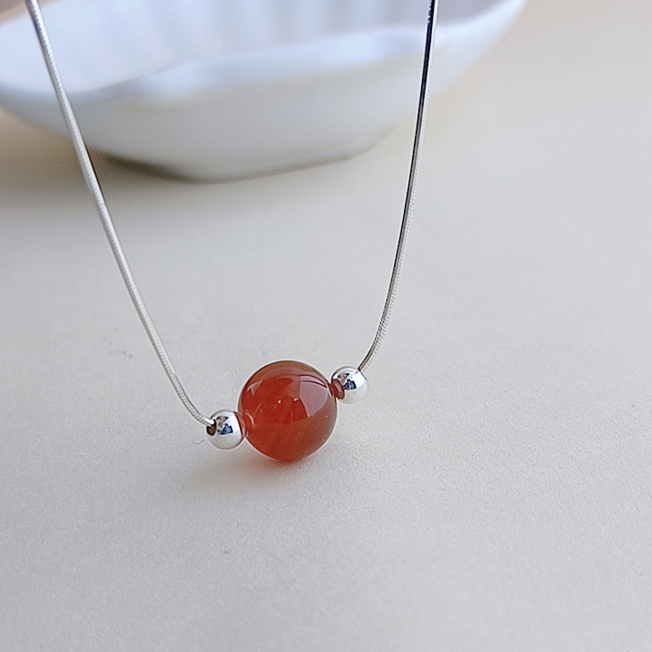 S925纯银红豆项链