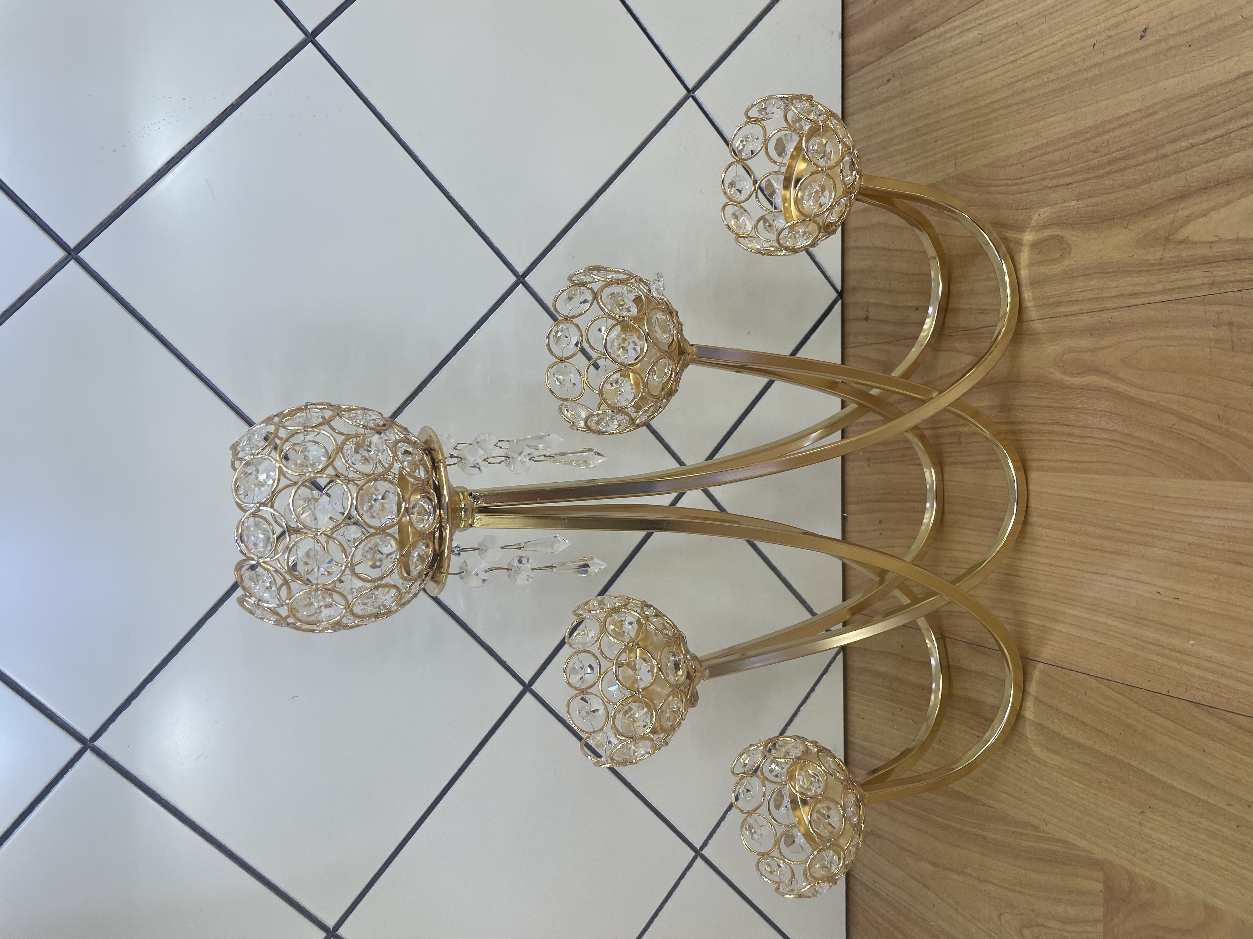 S637水晶玻璃烛台 金属合金烛台 家居装饰品 餐厅摆件
