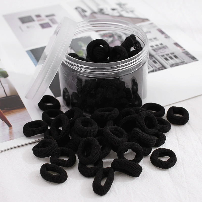 100 pieces per can: High-elasticity candy-colored small seamless hair bands, black hair ties, children's accessories, towel bands, no seams