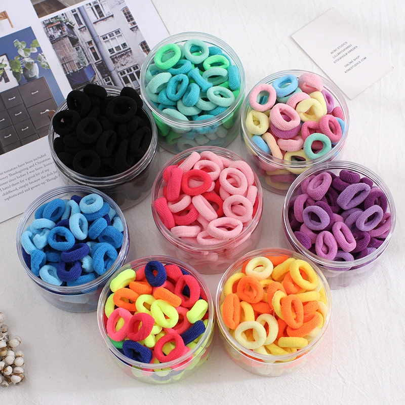 100 pieces per can: High-elasticity candy-colored small seamless hair bands, black hair ties, children's accessories, towel bands, no seams detail image 10