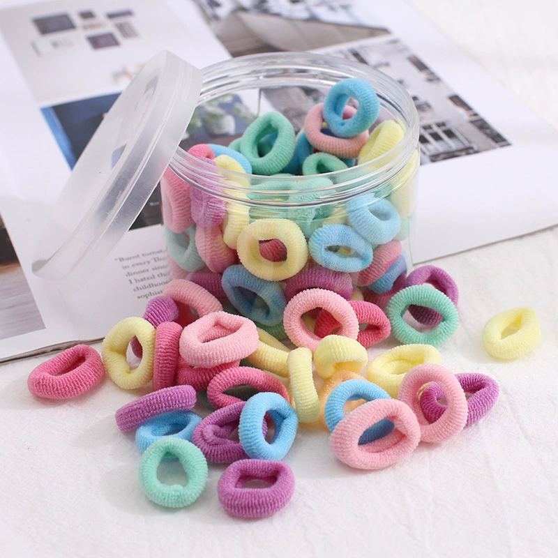 100 pieces per can: High-elasticity candy-colored small seamless hair bands, black hair ties, children's accessories, towel bands, no seams detail image 2