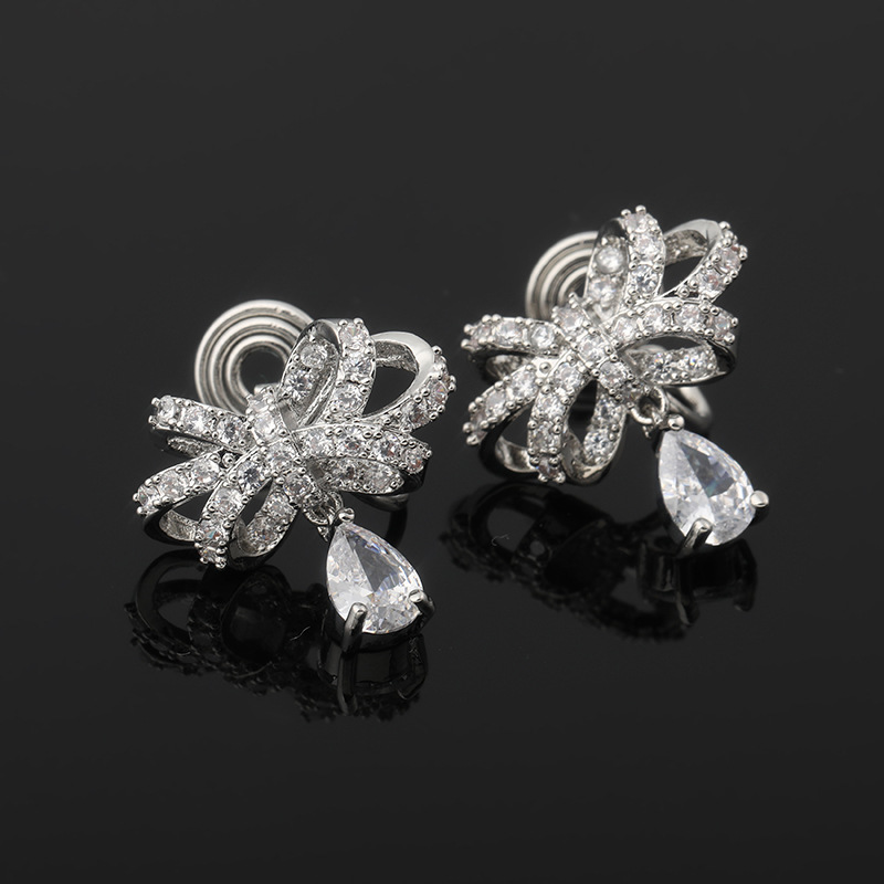 Light luxury zircon butterfly tassel earrings, stud earrings, ethereal wedding accessories, no ear holes, mosquito repellent incense plate, ear clips detail image 2
