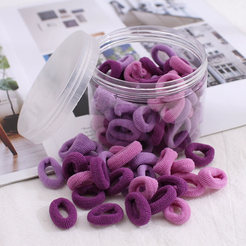 100 pieces per can: High-elasticity candy-colored small seamless hair bands, black hair ties, children's accessories, towel bands, no seams detail image 9