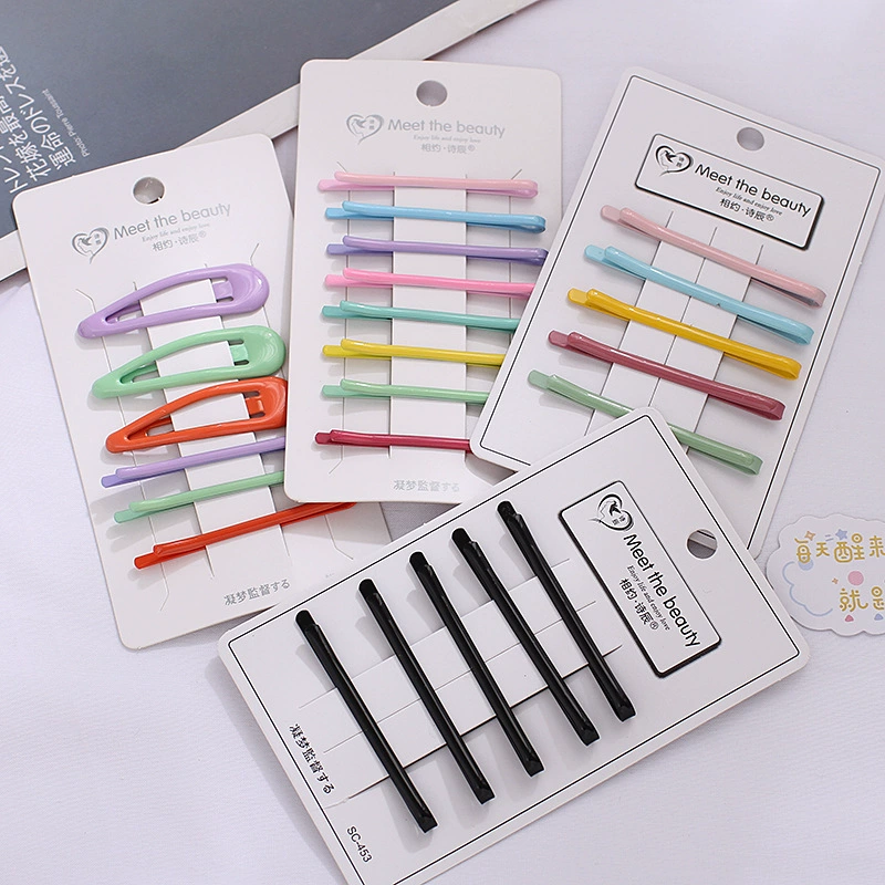 Korean Instagram minimalist bb clips, top clips, side clips, one-line bangs clips, headwear, hair clips, and colorful girl hair clips at the back of the head detail image 7