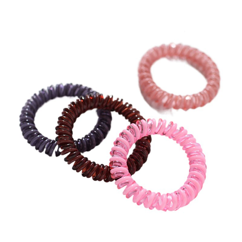 Two-color telephone line hair tie, elastic candy-colored hair band, sweet and girlish hair tie, Korean version facial cleansing rubber band hair accessory Application Scenario