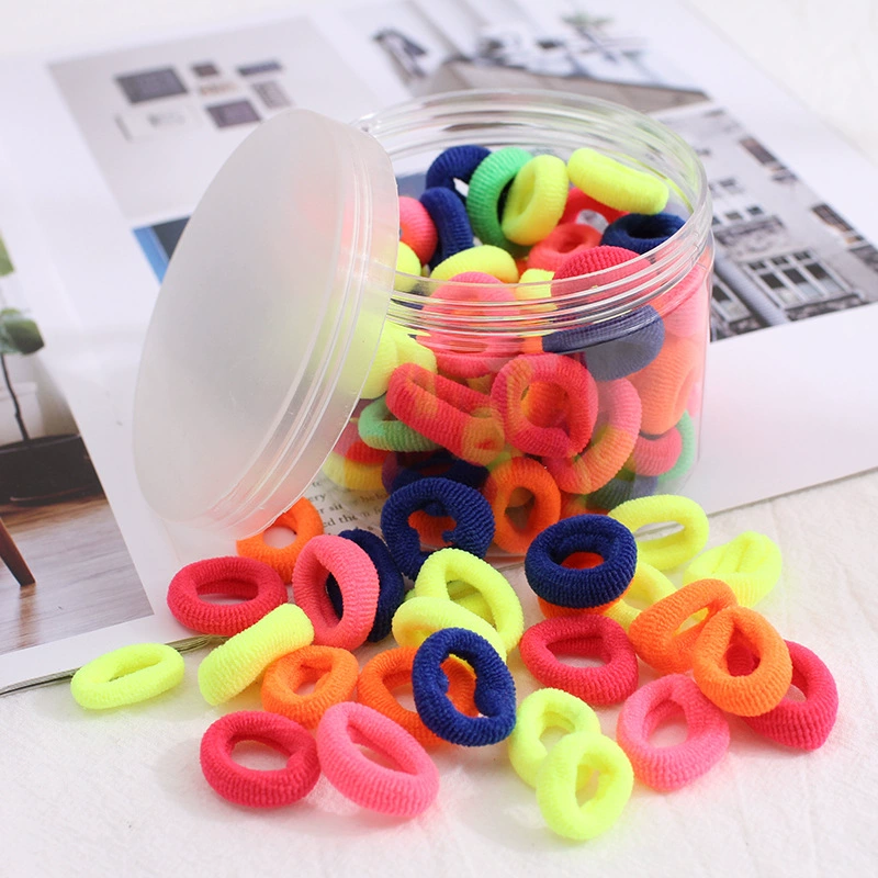 100 pieces per can: High-elasticity candy-colored small seamless hair bands, black hair ties, children's accessories, towel bands, no seams detail image 5