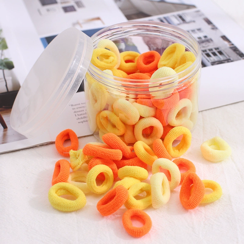 100 pieces per can: High-elasticity candy-colored small seamless hair bands, black hair ties, children's accessories, towel bands, no seams detail image 3