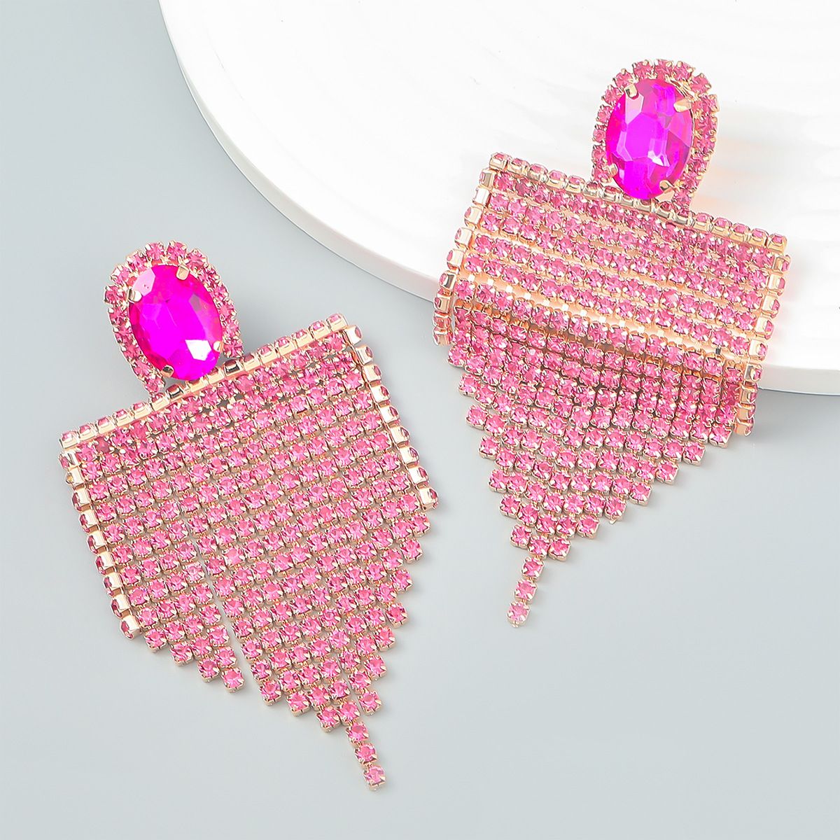 Super Flash Claw Chain Series alloy diamond-encrusted rhinestone tassel earrings, trendy European and American banquet earrings for women details Picture