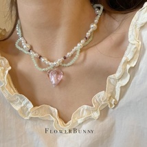 爱心珍珠锁骨链2022年新款女高级设计感小众爆款串珠项链饰品配饰