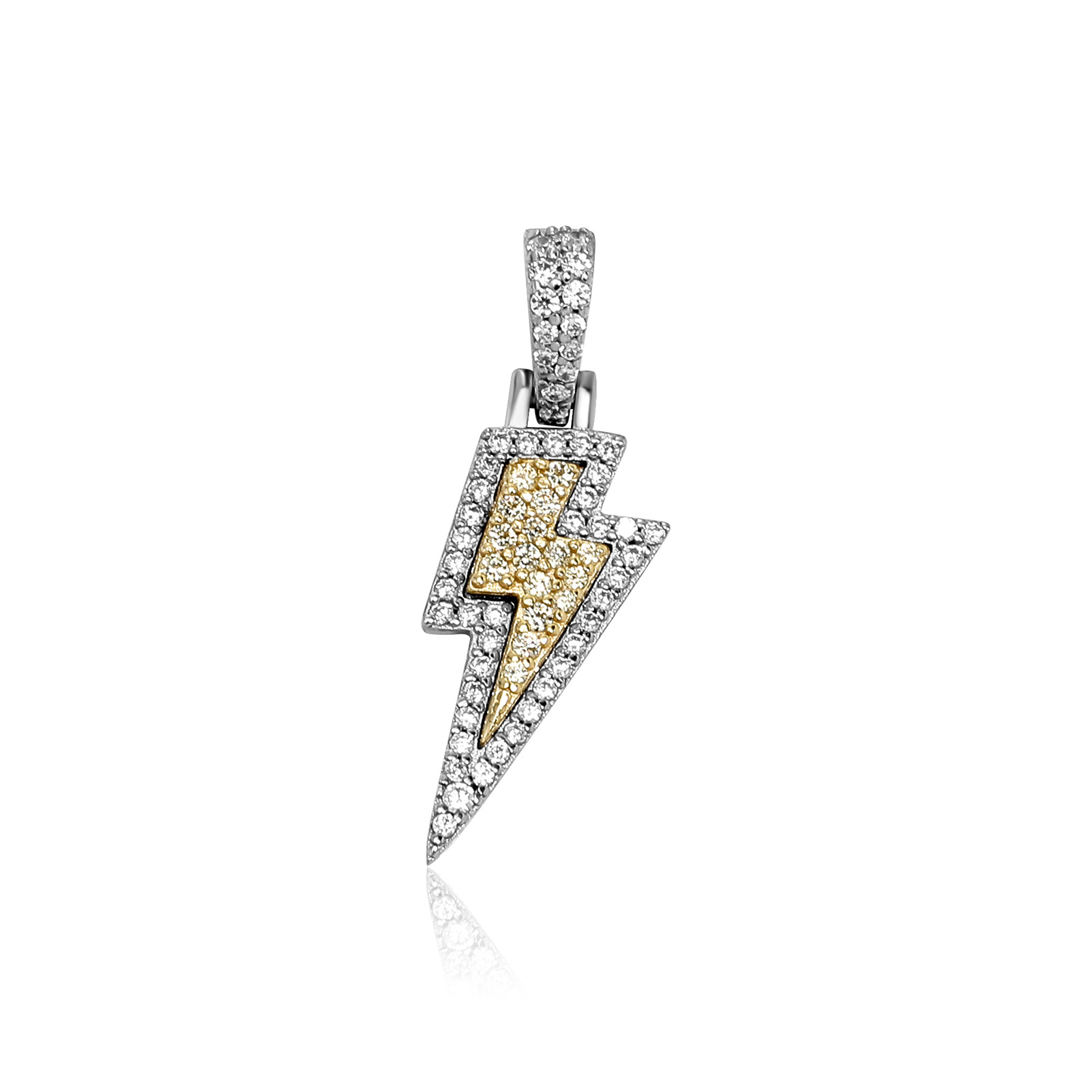 A cool street hip-hop pendant studded with diamond-encrusted lightning necklace detail image 7