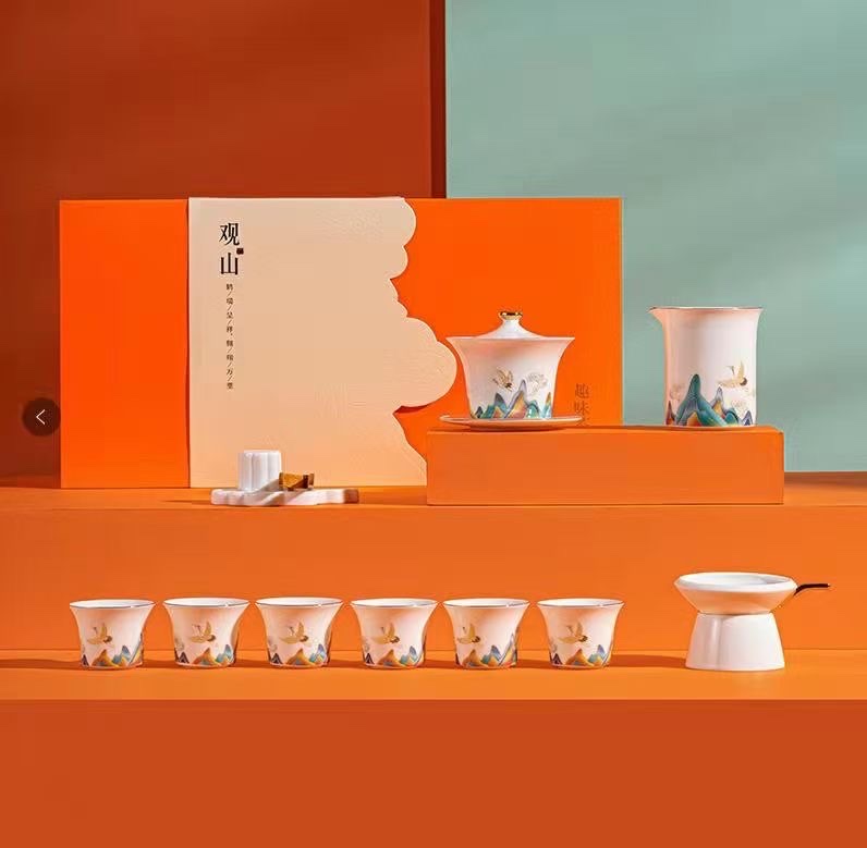 Sheep Fat Jade tea set, He Rui Cheng Xiang tea set, high-end reception and Office tea set, Tao Li Jia 027