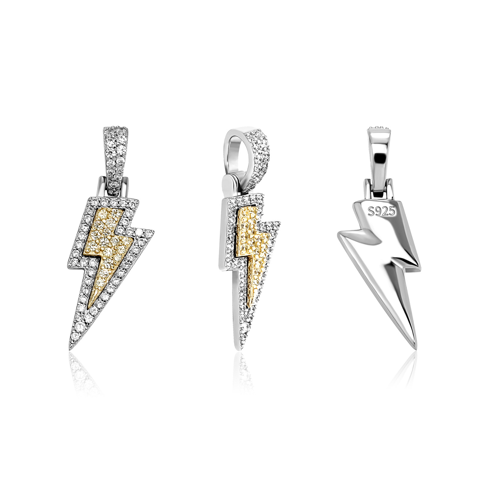 A cool street hip-hop pendant studded with diamond-encrusted lightning necklace detail image 5